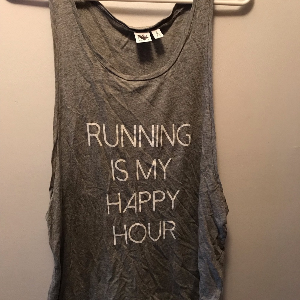 T-Shirt Grey Size XL Running Is My Happy Hour